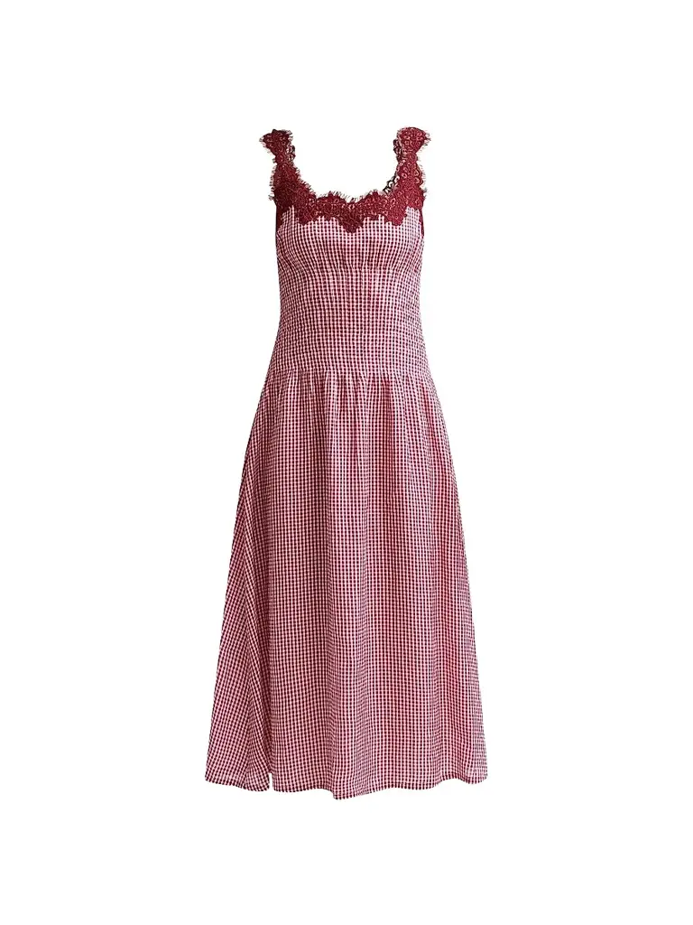 Cami NYC Women's Kairina Lace Gingham Midi Dress