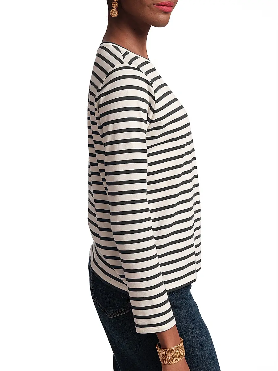 Frances Valentine Women's Striped Cotton Long-Sleeve T-Shirt | Thumbnail 2 Frances Valentine Women's Striped Cotton Long-Sleeve T-Shirt | Thumbnail 2