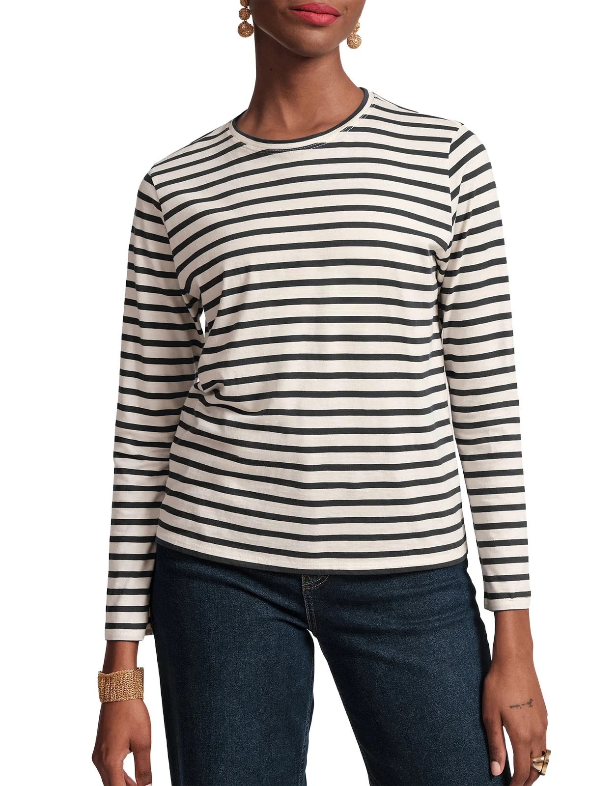Frances Valentine Women's Striped Cotton Long-Sleeve T-Shirt