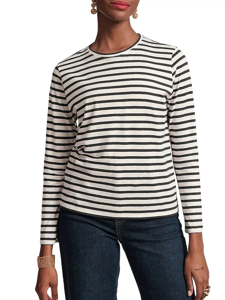 Frances Valentine Women's Striped Cotton Long-Sleeve T-Shirt - Oyster Black - Size XL | Image 1 Frances Valentine Women's Striped Cotton Long-Sleeve T-Shirt - Oyster Black - Size XL | Image 1