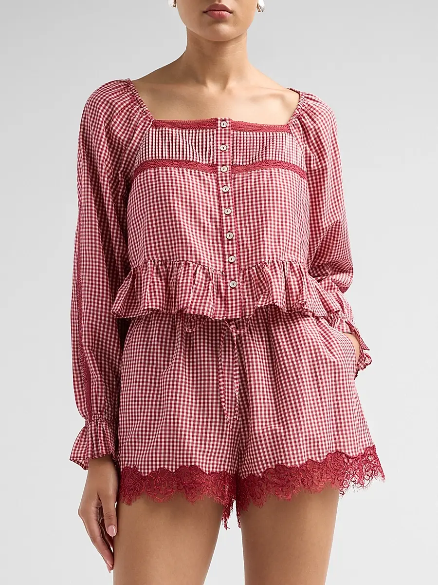 Cami NYC Women's Anabela Gingham Silk-Cotton Blouse | Thumbnail 4 Cami NYC Women's Anabela Gingham Silk-Cotton Blouse | Thumbnail 4