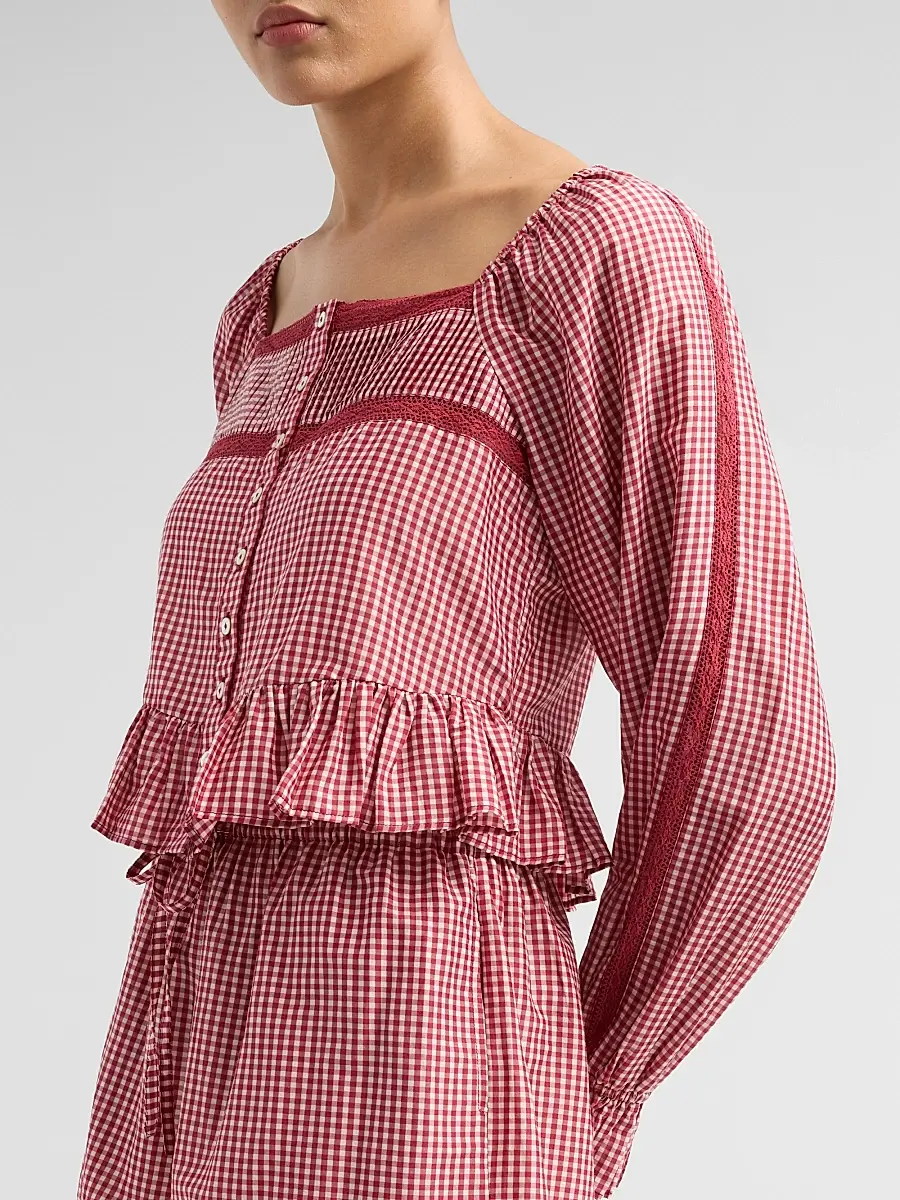 Cami NYC Women's Anabela Gingham Silk-Cotton Blouse | Thumbnail 5 Cami NYC Women's Anabela Gingham Silk-Cotton Blouse | Thumbnail 5