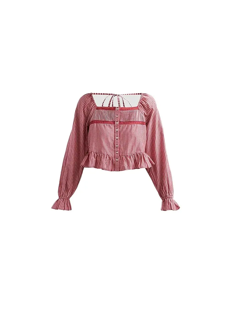 Cami NYC Women's Anabela Gingham Silk-Cotton Blouse - Berry Gingham | Image 1 Cami NYC Women's Anabela Gingham Silk-Cotton Blouse - Berry Gingham | Image 1