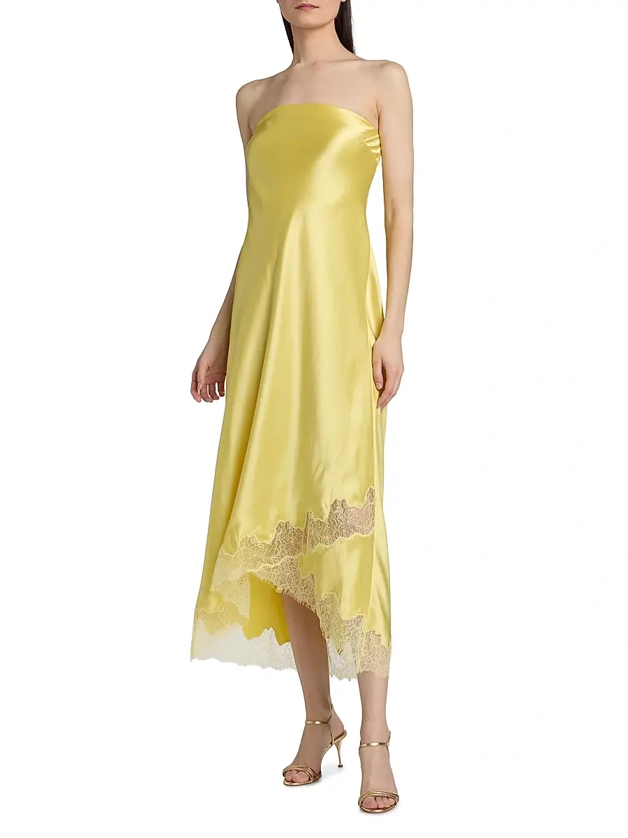 Cami NYC Women's Alexandria Strapless Lace-Trimmed Satin Midi-Dress | Thumbnail 2 Cami NYC Women's Alexandria Strapless Lace-Trimmed Satin Midi-Dress | Thumbnail 2