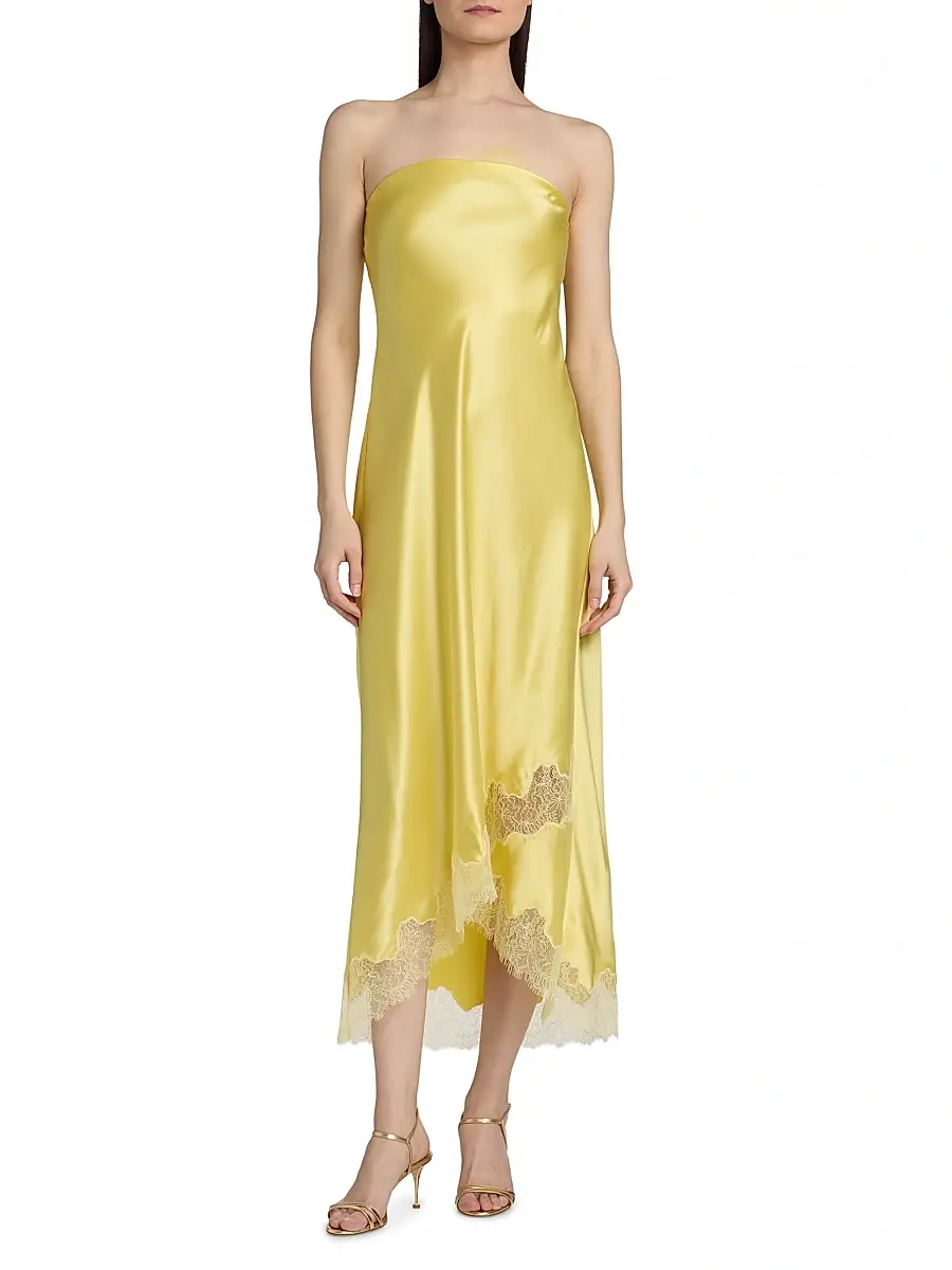 Cami NYC Women's Alexandria Strapless Lace-Trimmed Satin Midi-Dress | Thumbnail 3 Cami NYC Women's Alexandria Strapless Lace-Trimmed Satin Midi-Dress | Thumbnail 3