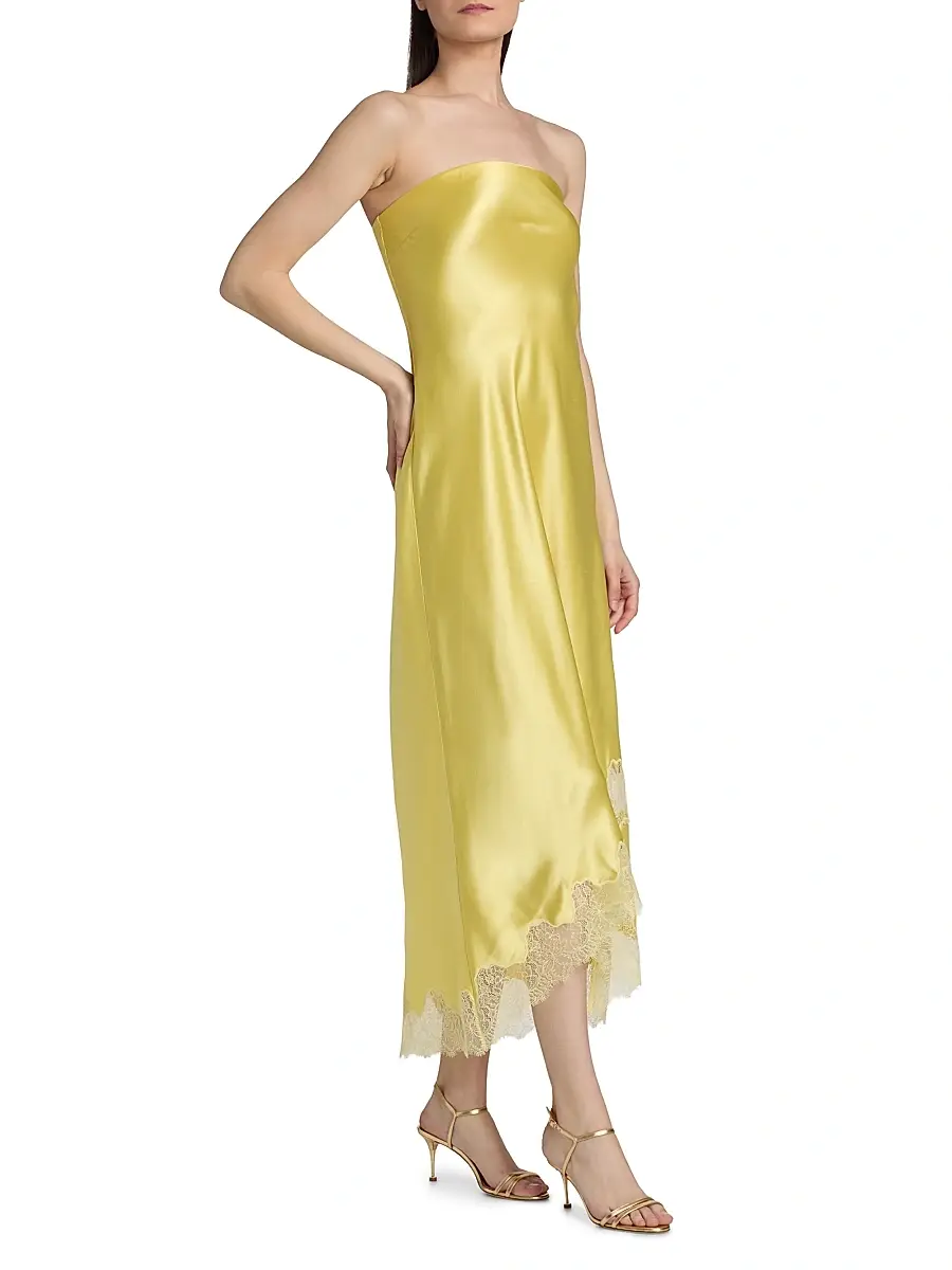 Cami NYC Women's Alexandria Strapless Lace-Trimmed Satin Midi-Dress | Thumbnail 4 Cami NYC Women's Alexandria Strapless Lace-Trimmed Satin Midi-Dress | Thumbnail 4