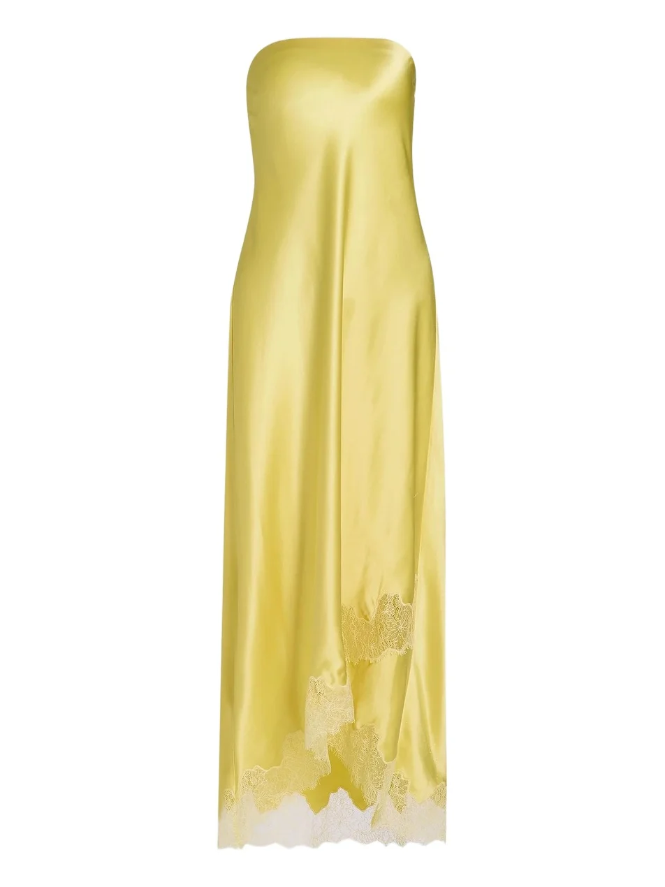 Cami NYC Women's Alexandria Strapless Lace-Trimmed Satin Midi-Dress