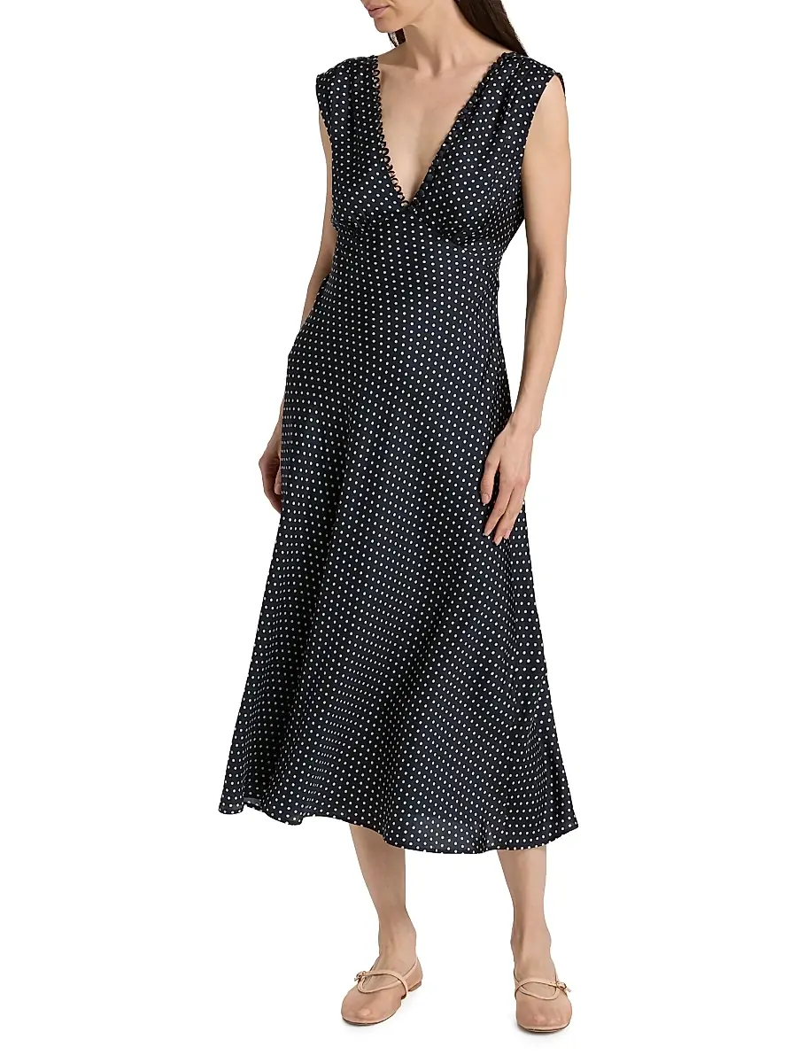 DÔEN Women's Tahlia Polka Dot Silk-Blend Midi-Dress | Thumbnail 2 DÔEN Women's Tahlia Polka Dot Silk-Blend Midi-Dress | Thumbnail 2
