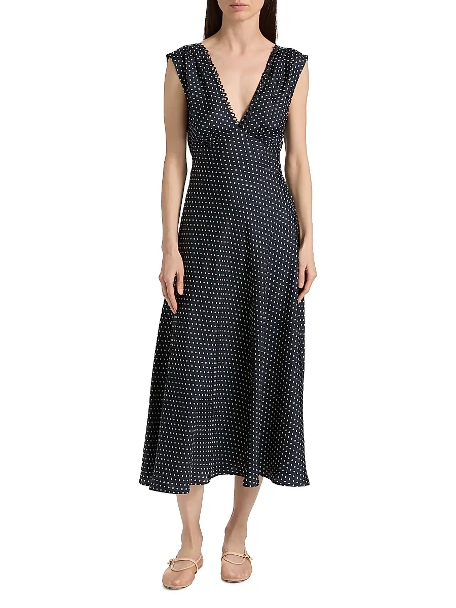 DÔEN Women's Tahlia Polka Dot Silk-Blend Midi-Dress | Thumbnail 3 DÔEN Women's Tahlia Polka Dot Silk-Blend Midi-Dress | Thumbnail 3