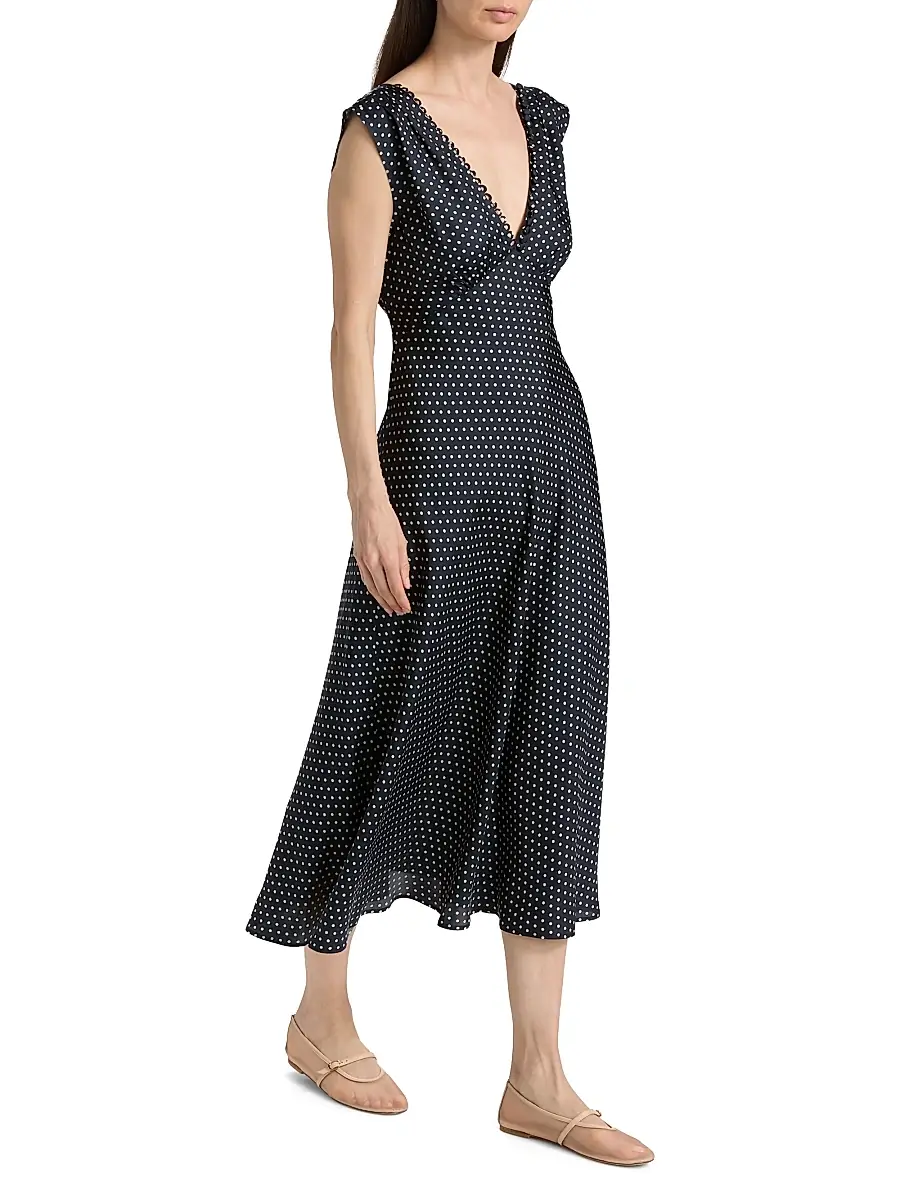 DÔEN Women's Tahlia Polka Dot Silk-Blend Midi-Dress | Thumbnail 4 DÔEN Women's Tahlia Polka Dot Silk-Blend Midi-Dress | Thumbnail 4