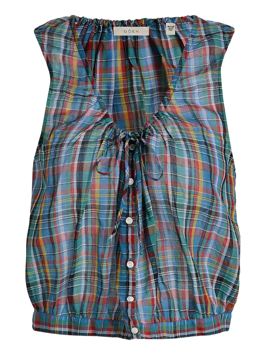 Women's Theo Plaid Cotton Sleeveless Top