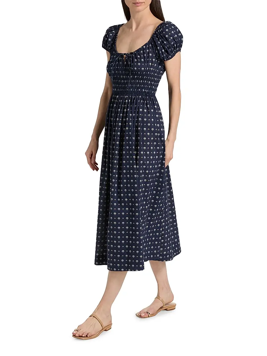 DÔEN Women's Quinn Shell Print Cotton Midi-Dress | Thumbnail 2 DÔEN Women's Quinn Shell Print Cotton Midi-Dress | Thumbnail 2