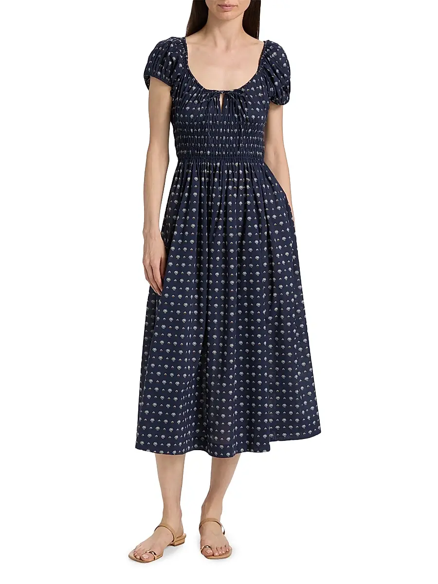 DÔEN Women's Quinn Shell Print Cotton Midi-Dress | Thumbnail 3 DÔEN Women's Quinn Shell Print Cotton Midi-Dress | Thumbnail 3