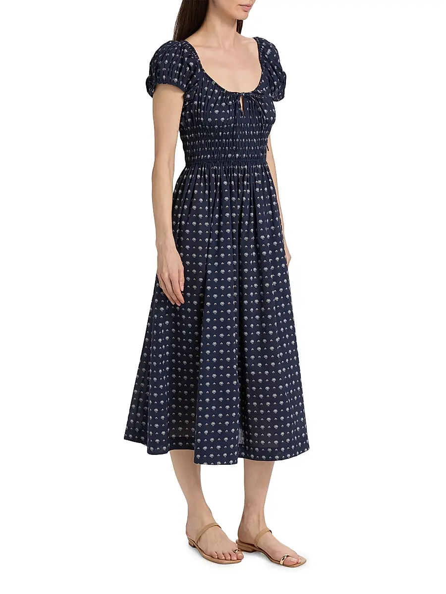 DÔEN Women's Quinn Shell Print Cotton Midi-Dress | Thumbnail 4 DÔEN Women's Quinn Shell Print Cotton Midi-Dress | Thumbnail 4