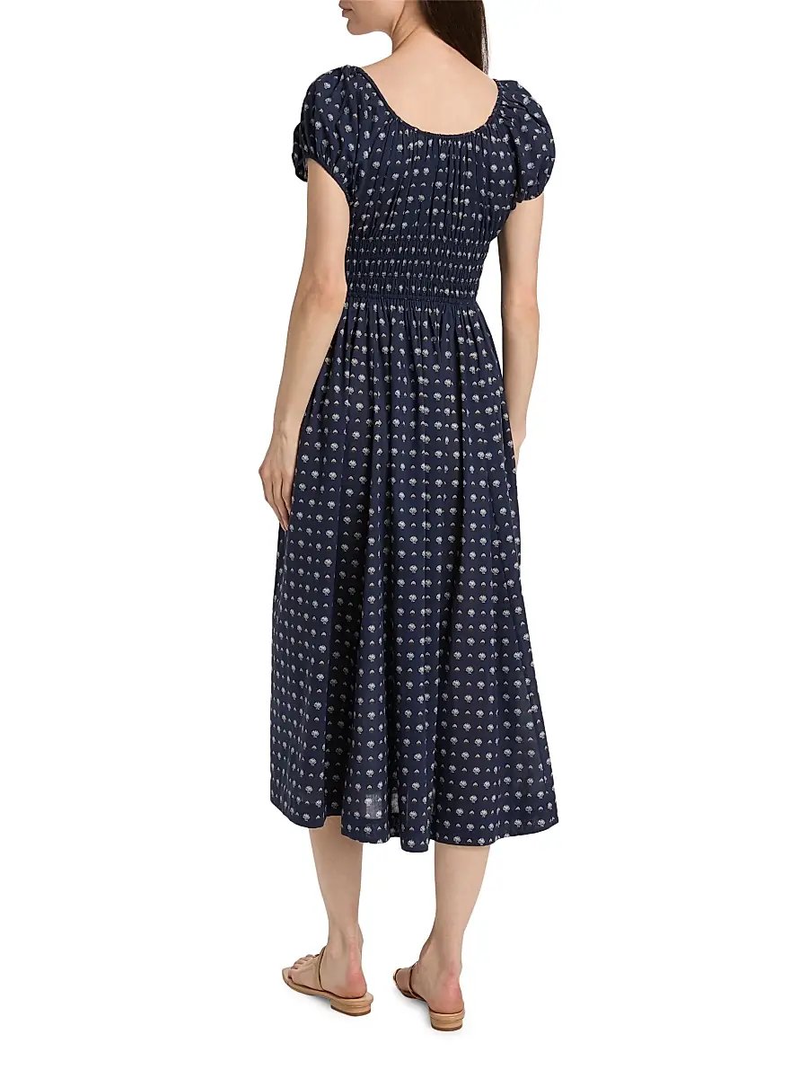 DÔEN Women's Quinn Shell Print Cotton Midi-Dress | Thumbnail 5 DÔEN Women's Quinn Shell Print Cotton Midi-Dress | Thumbnail 5