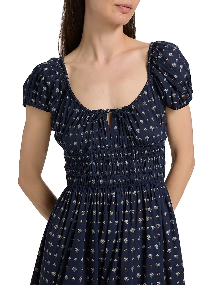 DÔEN Women's Quinn Shell Print Cotton Midi-Dress | Thumbnail 6 DÔEN Women's Quinn Shell Print Cotton Midi-Dress | Thumbnail 6