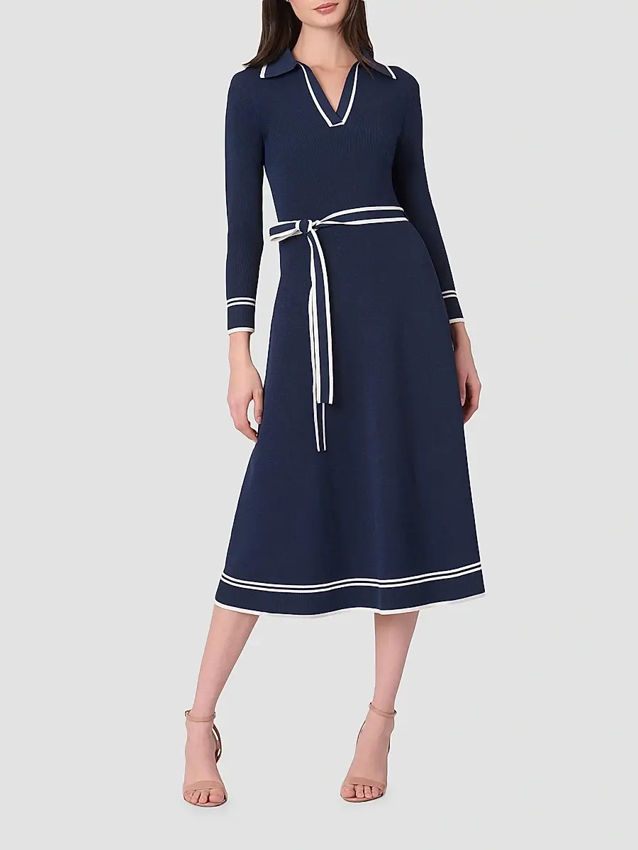 Shoshanna Women's Malia Tie-Waist A-Line Midi Dress | Thumbnail 2 Shoshanna Women's Malia Tie-Waist A-Line Midi Dress | Thumbnail 2