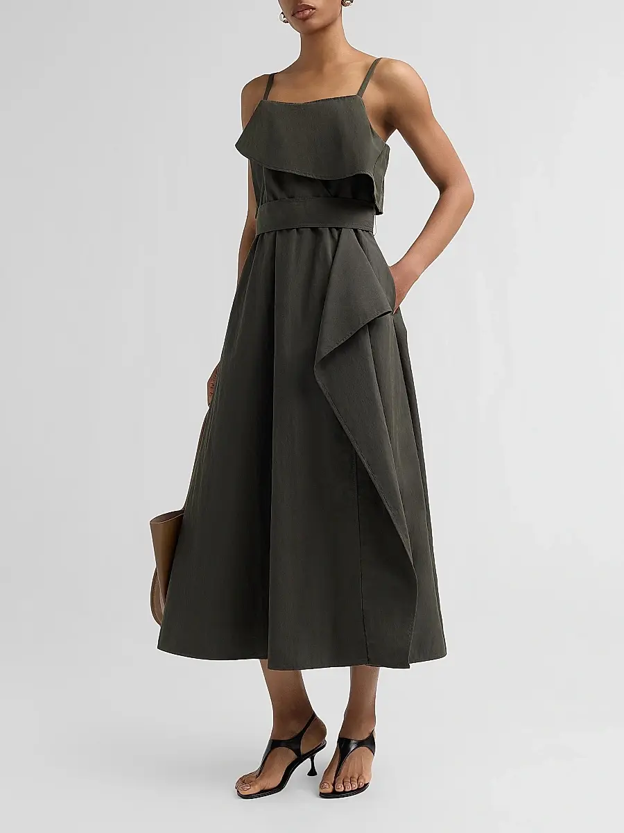Proenza Schouler White Label Women's Reign Cotton-Blend Midi Dress | Thumbnail 4 Proenza Schouler White Label Women's Reign Cotton-Blend Midi Dress | Thumbnail 4