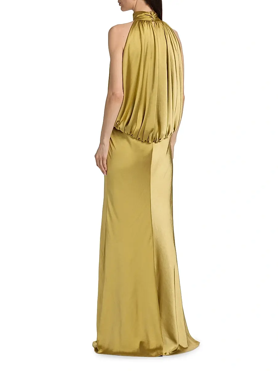 Amsale Women's Draped Satin Halterneck Gown | Thumbnail 5 Amsale Women's Draped Satin Halterneck Gown | Thumbnail 5