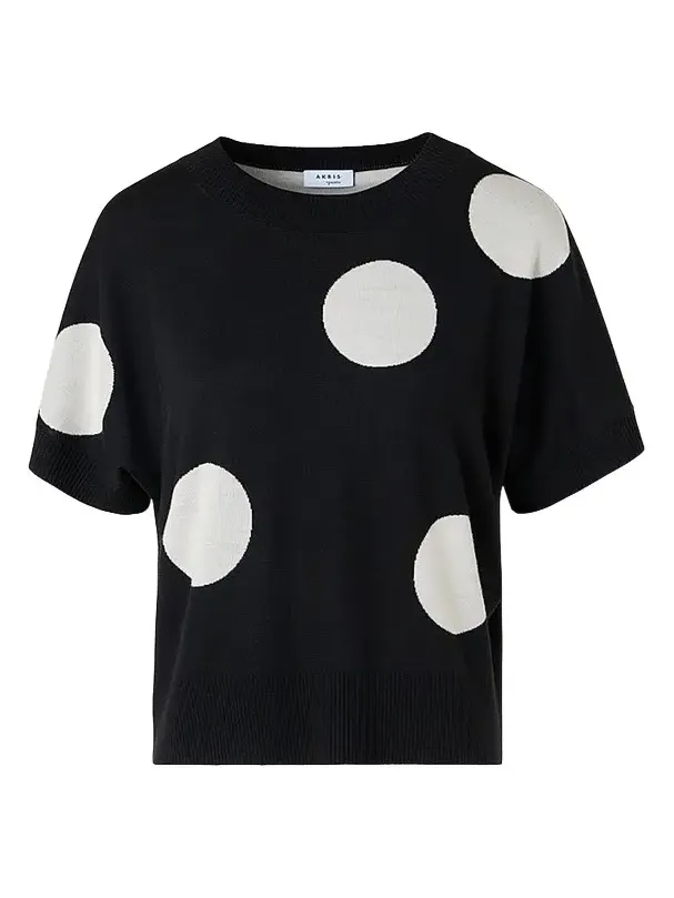 Women's Polka Dot Virgin Wool Intarsia Knit Sweater Women's Polka Dot Virgin Wool Intarsia Knit Sweater