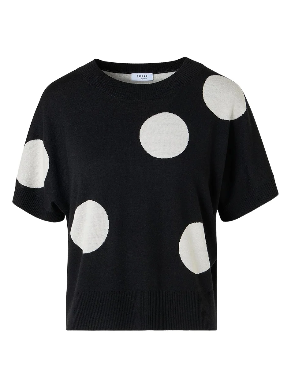 Women's Polka Dot Virgin Wool Intarsia Knit Sweater