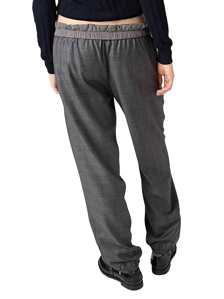 Miu Miu Women's Prince of Wales Checked Joggers | Thumbnail 3 Miu Miu Women's Prince of Wales Checked Joggers | Thumbnail 3