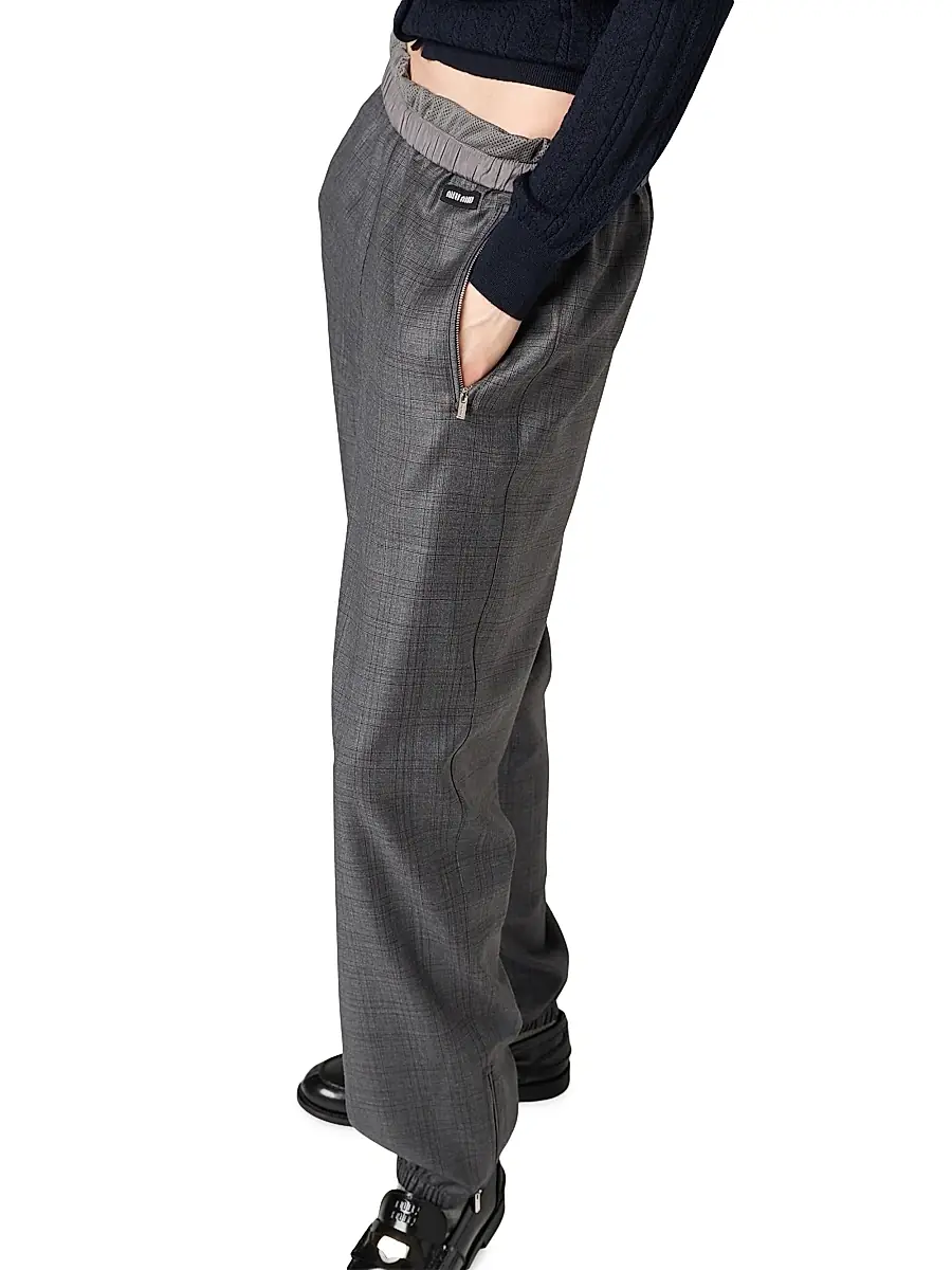 Miu Miu Women's Prince of Wales Checked Joggers | Thumbnail 4 Miu Miu Women's Prince of Wales Checked Joggers | Thumbnail 4