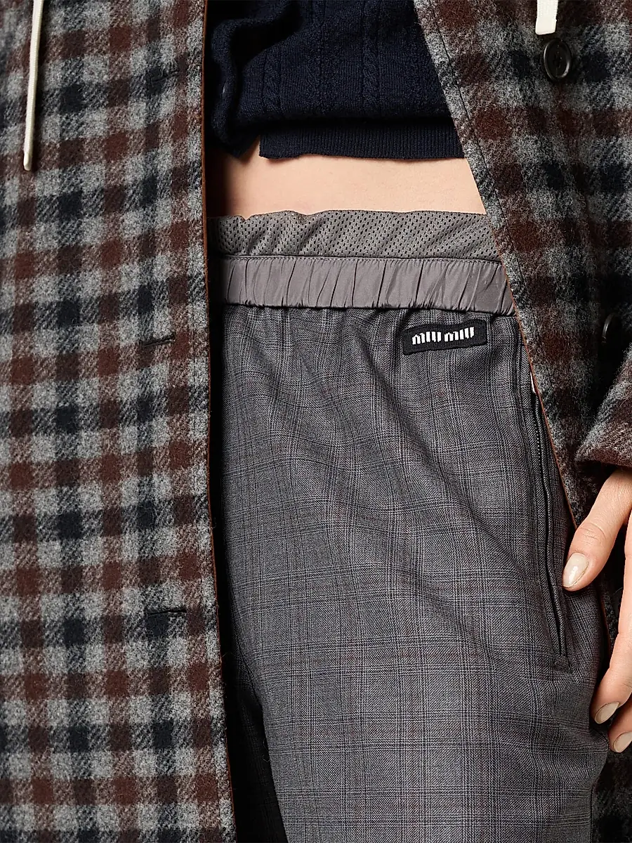 Miu Miu Women's Prince of Wales Checked Joggers | Thumbnail 5 Miu Miu Women's Prince of Wales Checked Joggers | Thumbnail 5