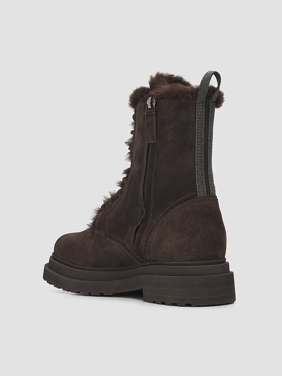 Brunello Cucinelli Women's Monili-Trim Suede Ankle Boots | Thumbnail 2
