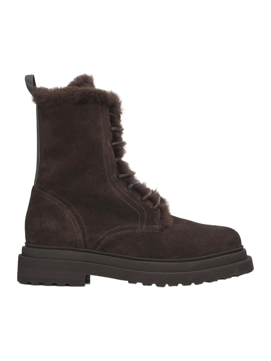Brunello Cucinelli Women's Monili-Trim Suede Ankle Boots
