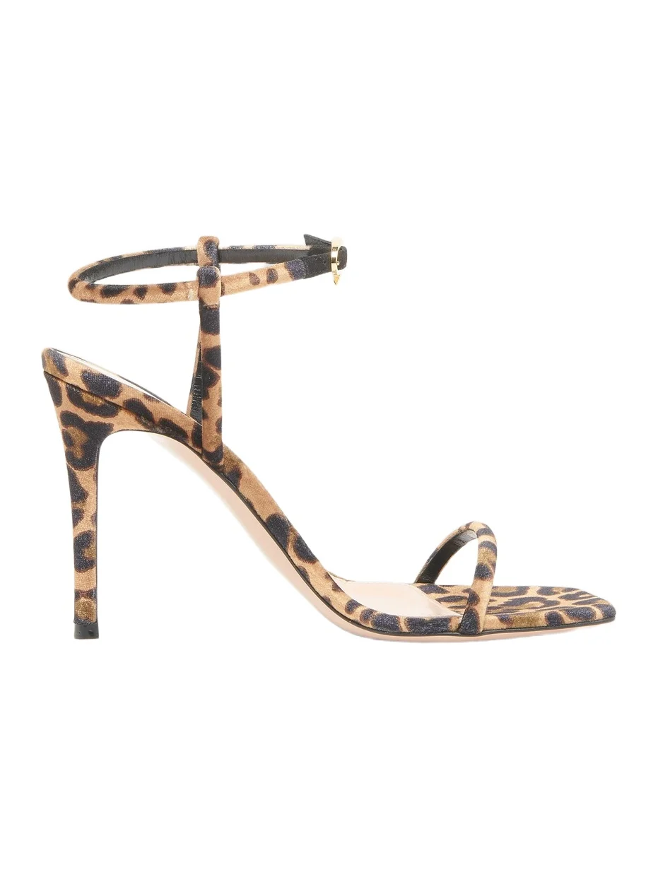 Gianvito Rossi Women's 95MM Leopard-Print Velvet Sandals