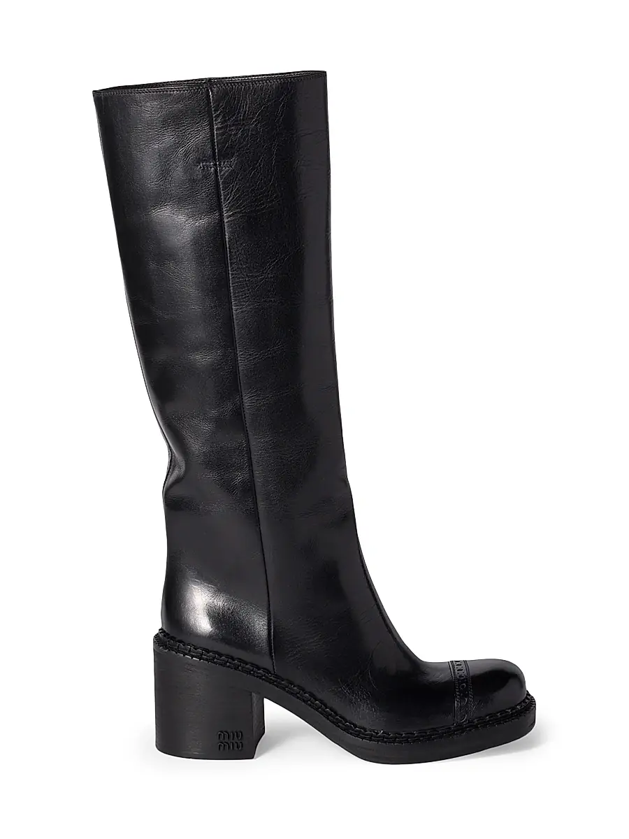 Miu Miu Women's Leather Boots - Black | Image 1 Miu Miu Women's Leather Boots - Black | Image 1