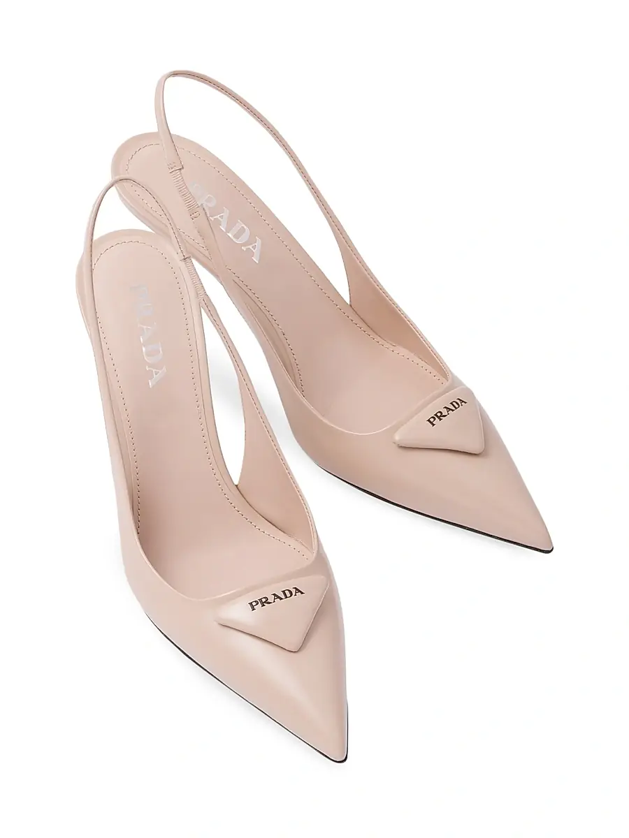 Prada Women's Brushed Leather Slingback Pumps | Thumbnail 2 Prada Women's Brushed Leather Slingback Pumps | Thumbnail 2