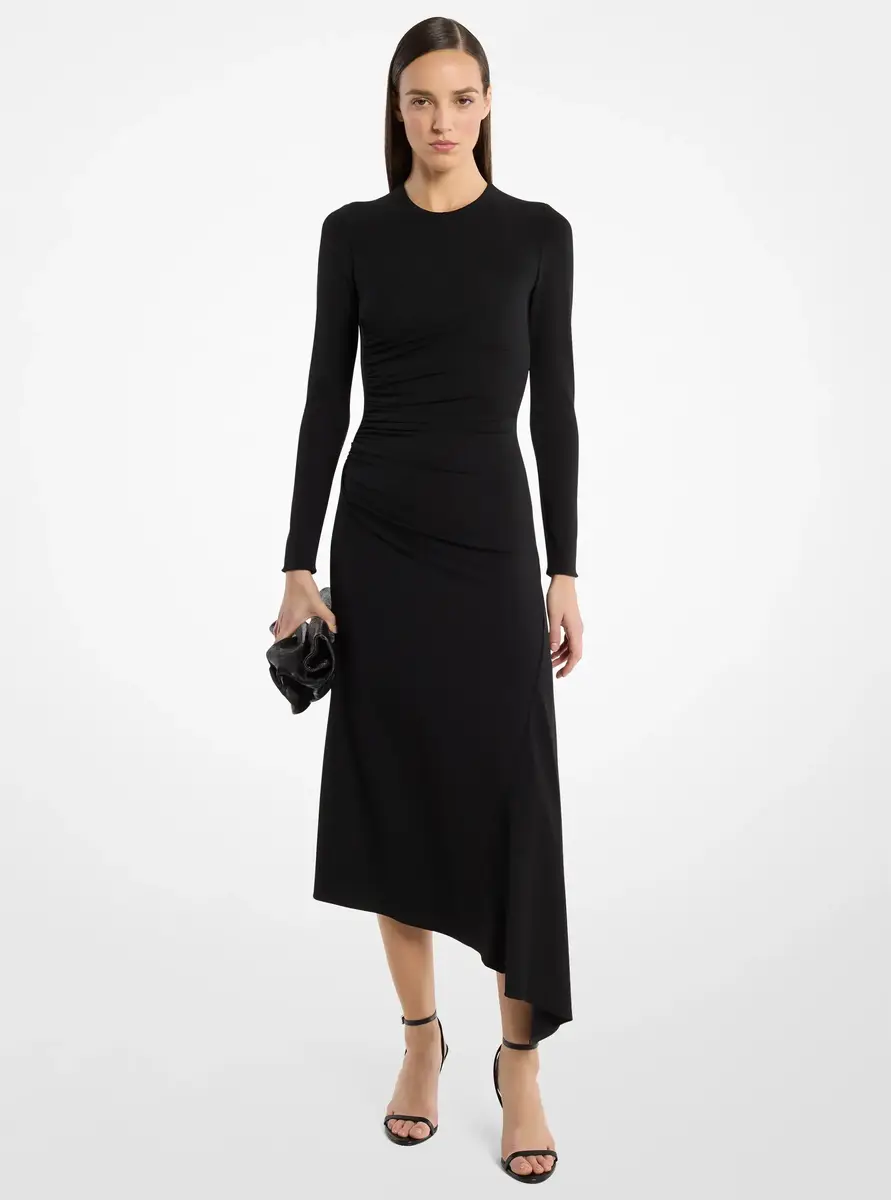 Michael Kors Collection Stretch Matte Jersey Asymmetric Dress in Black | Thumbnail 3
