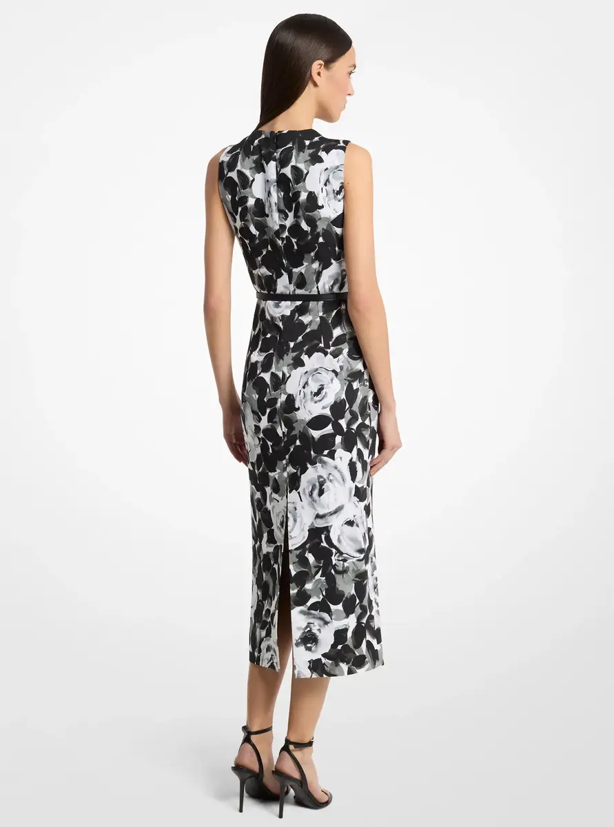 Michael Kors Collection Rose Stretch Cady Belted Sheath Dress in Grey | Thumbnail 2 Michael Kors Collection Rose Stretch Cady Belted Sheath Dress in Grey | Thumbnail 2