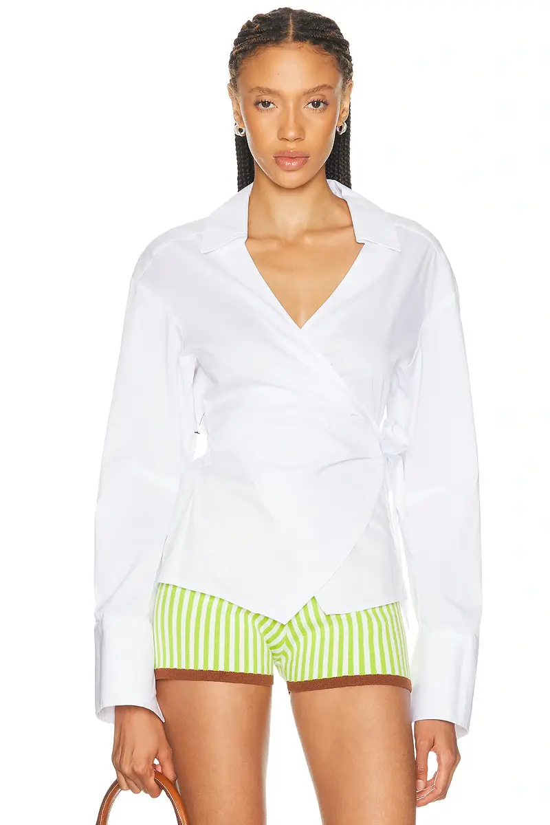 SIMONMILLER Anya Poplin Wrap Top | Image 1 SIMONMILLER Anya Poplin Wrap Top | Image 1