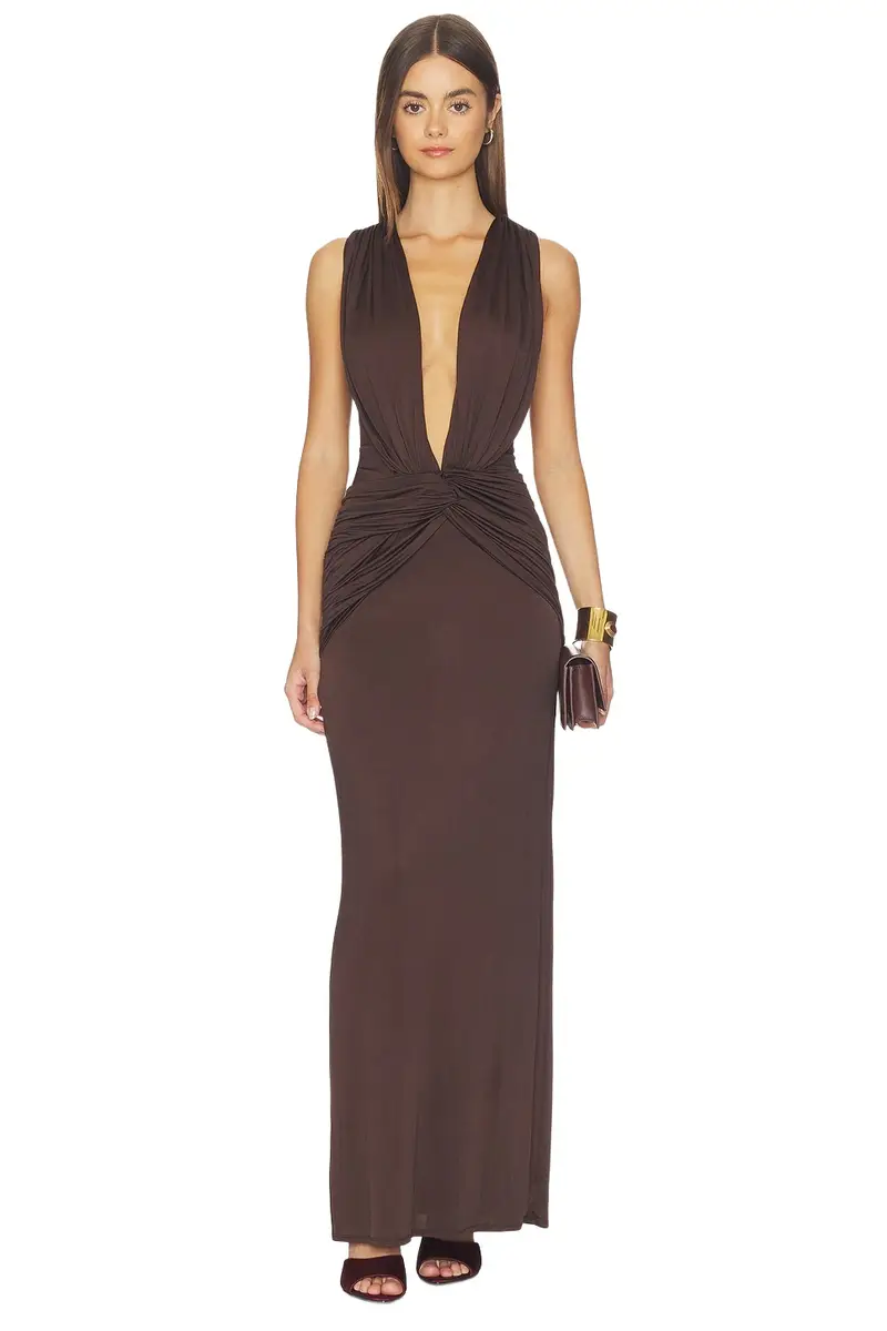 Miro Sleeveless Plunged Maxi Dress Miro Sleeveless Plunged Maxi Dress