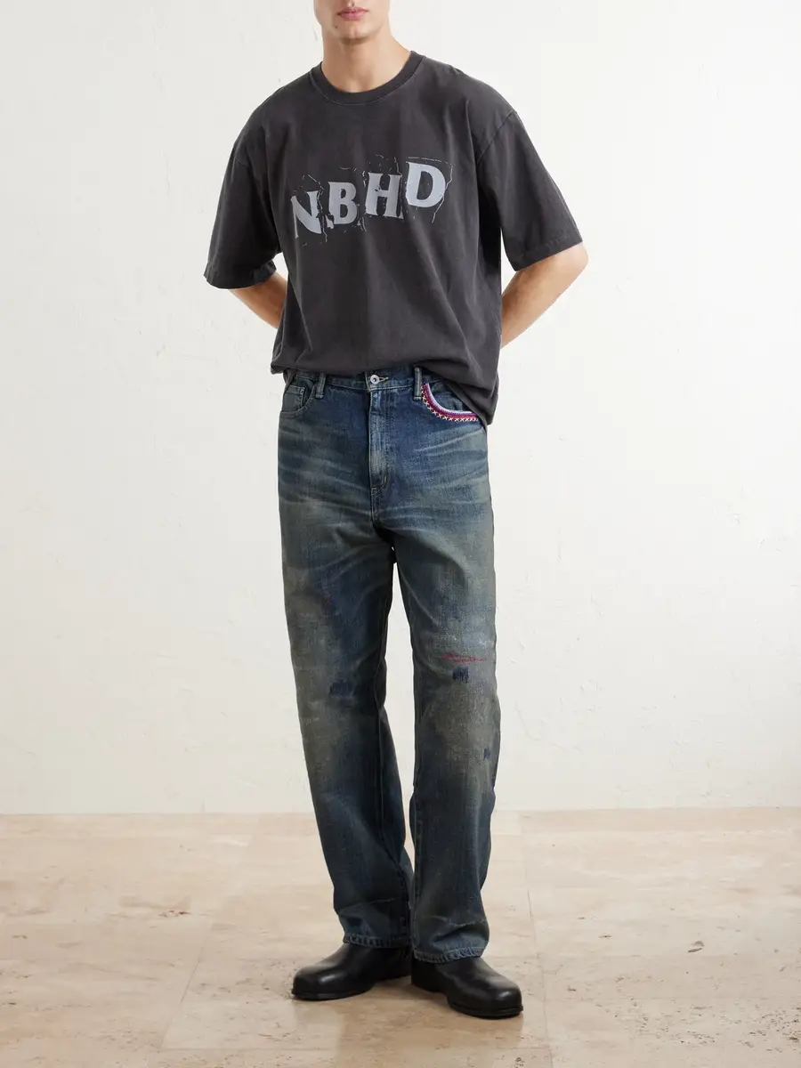 Neighborhood Savage Straight-Leg Bead-Embellished Distressed Jeans - Men | Thumbnail 2