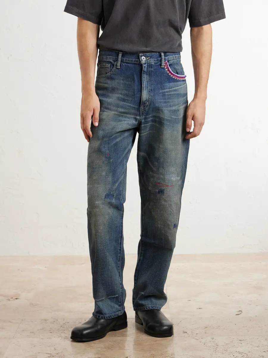 Neighborhood Savage Straight-Leg Bead-Embellished Distressed Jeans - Men | Thumbnail 3