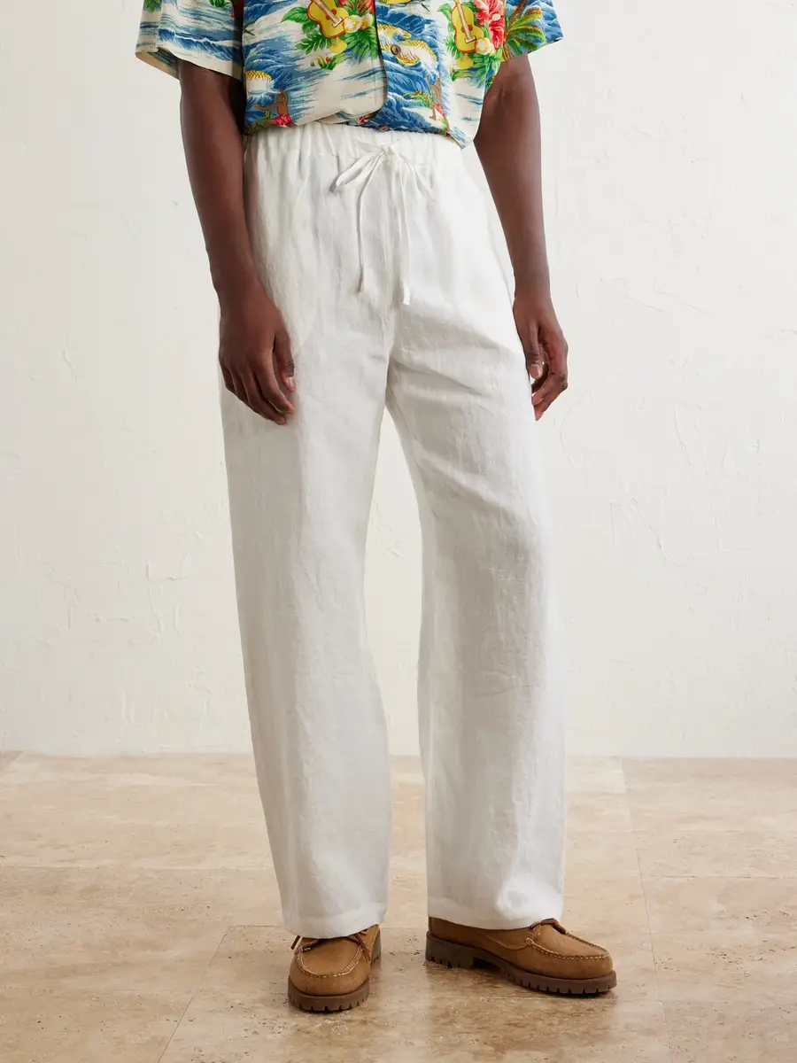 Cherry Los Angeles Straight-Leg Linen Trousers - Men | Thumbnail 3 Cherry Los Angeles Straight-Leg Linen Trousers - Men | Thumbnail 3