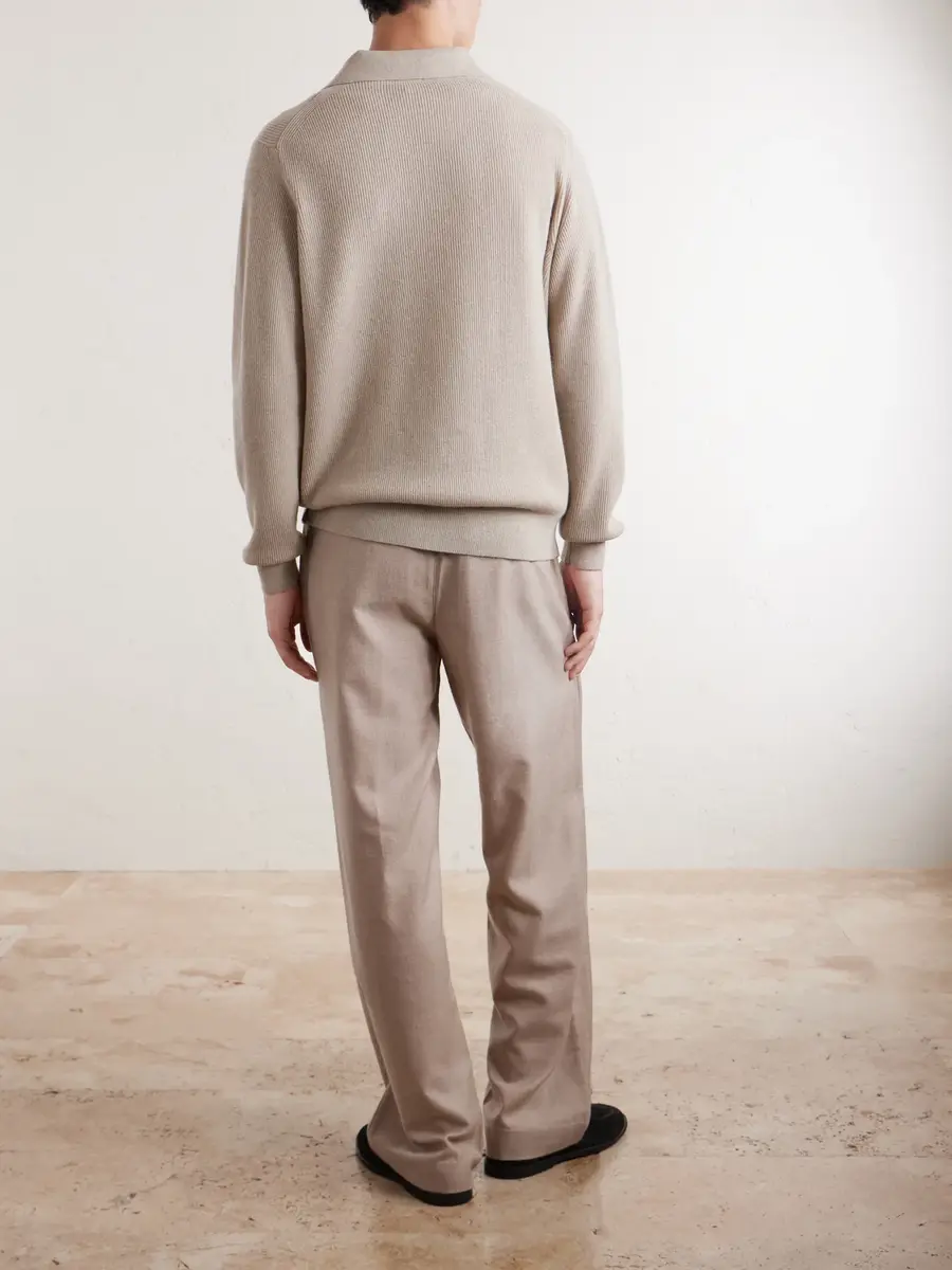 Lardini Knitted Wool and Cashmere-Blend Polo Shirt - Men | Thumbnail 4 Lardini Knitted Wool and Cashmere-Blend Polo Shirt - Men | Thumbnail 4