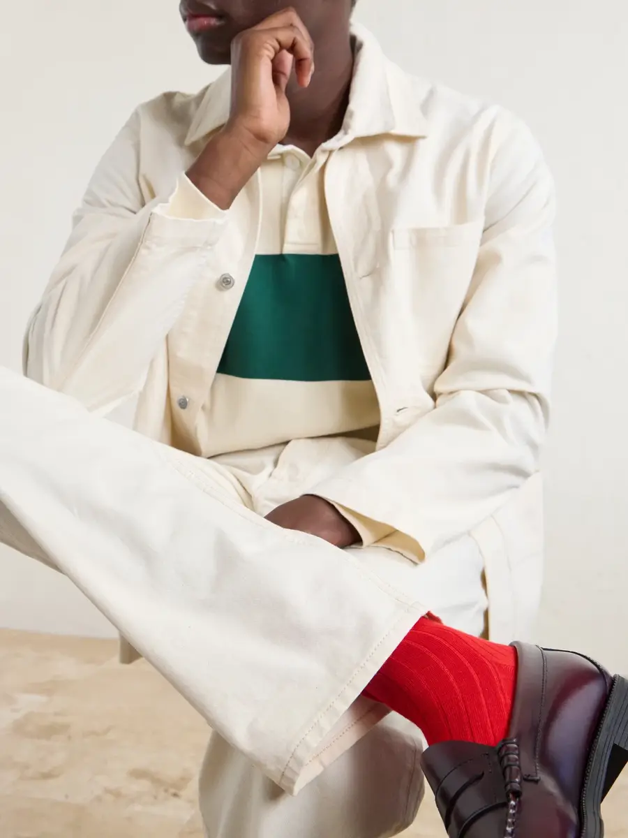 Drake's Straight-Leg Leather-Trimmed Jeans - Men | Thumbnail 6
