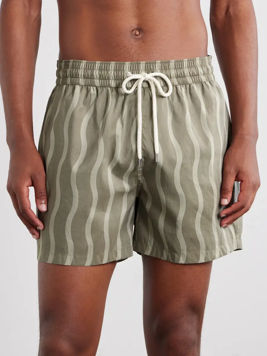Frescobol Carioca Rio Straight-Leg Mid-Length Printed Linen-Blend Swim Shorts - Men | Thumbnail 2 Frescobol Carioca Rio Straight-Leg Mid-Length Printed Linen-Blend Swim Shorts - Men | Thumbnail 2