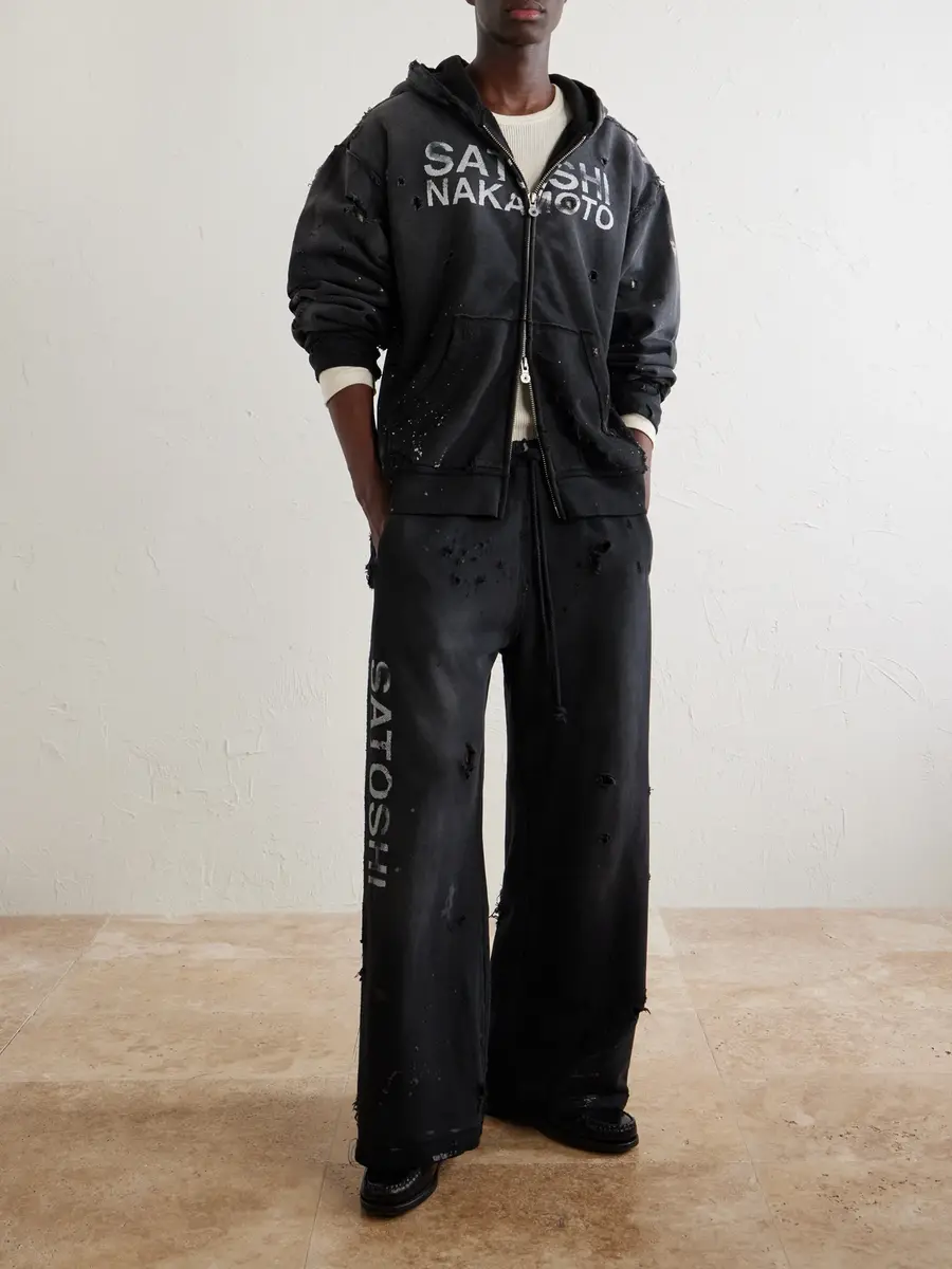 Satoshi Nakamoto Luke Logo-Printed Cotton-Fleece Zip-Up Hoodie - Men | Thumbnail 2 Satoshi Nakamoto Luke Logo-Printed Cotton-Fleece Zip-Up Hoodie - Men | Thumbnail 2