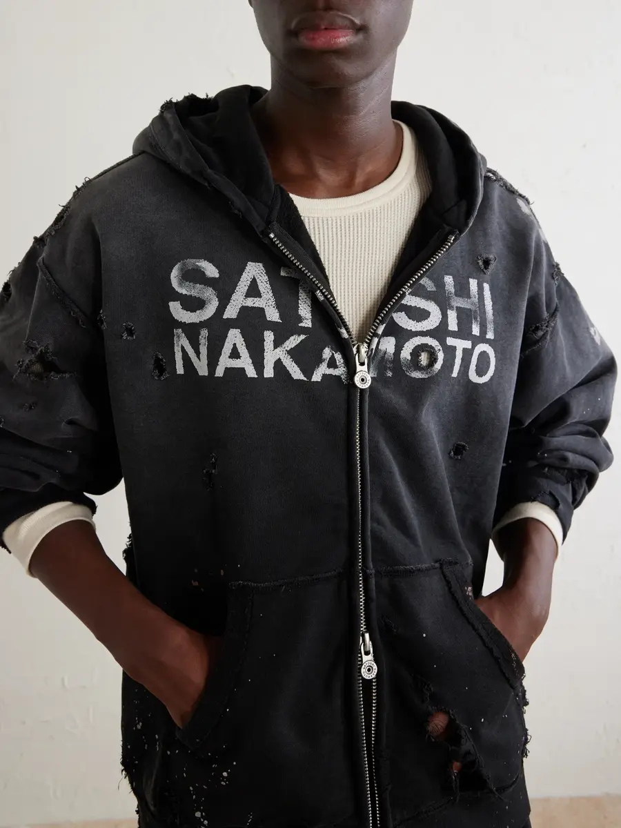 Satoshi Nakamoto Luke Logo-Printed Cotton-Fleece Zip-Up Hoodie - Men | Thumbnail 5 Satoshi Nakamoto Luke Logo-Printed Cotton-Fleece Zip-Up Hoodie - Men | Thumbnail 5