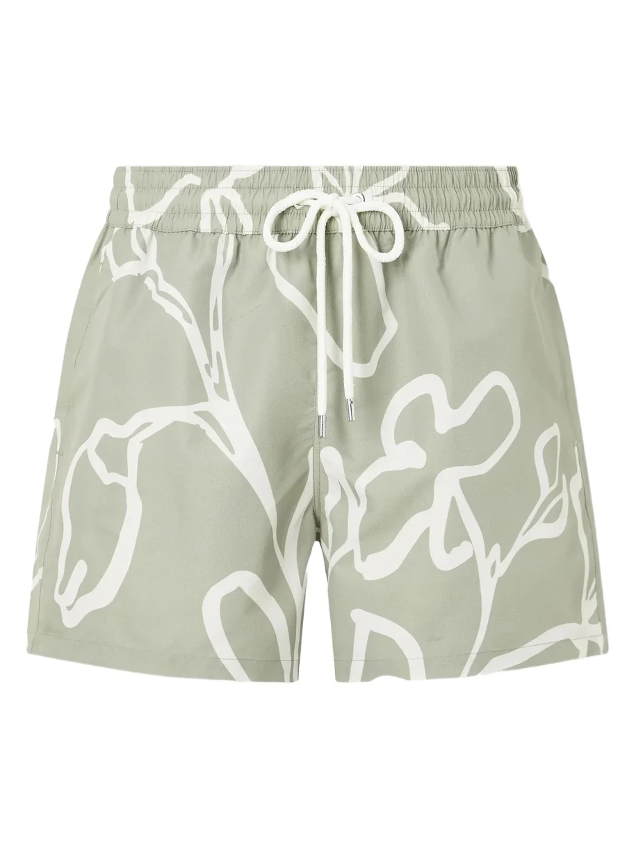 Straight-Leg Mid-Length Printed Recycled Swim Shorts - Men