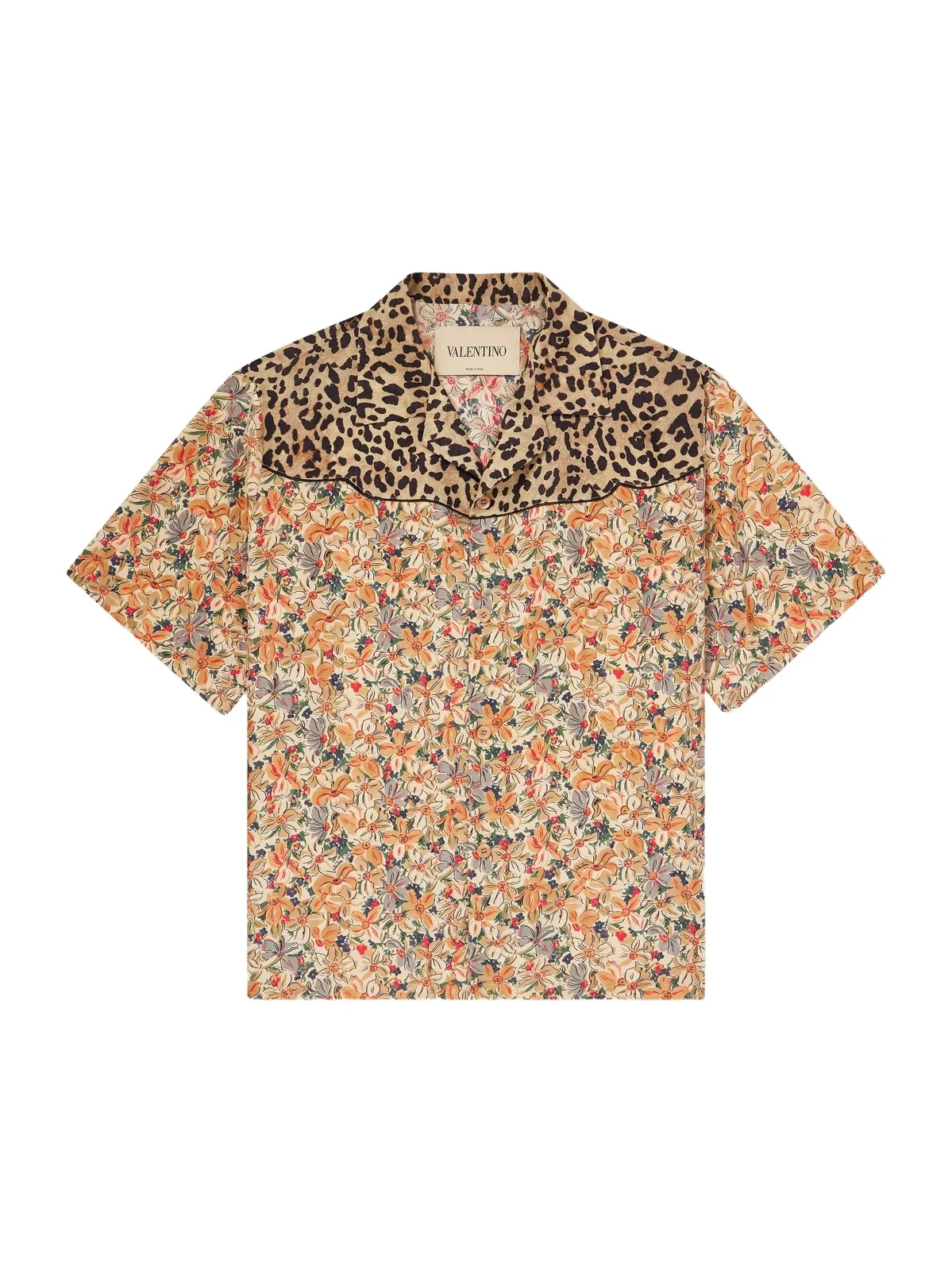 Camp-Collar Printed Silk-Satin Shirt - Men Camp-Collar Printed Silk-Satin Shirt - Men