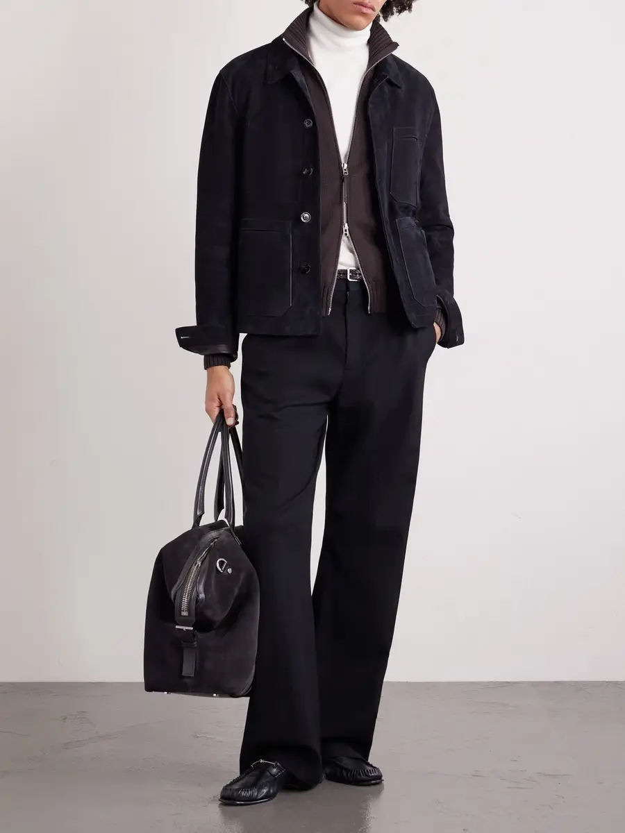Tom Ford Leather-Trimmed Merino Wool Cardigan - Men | Thumbnail 2
