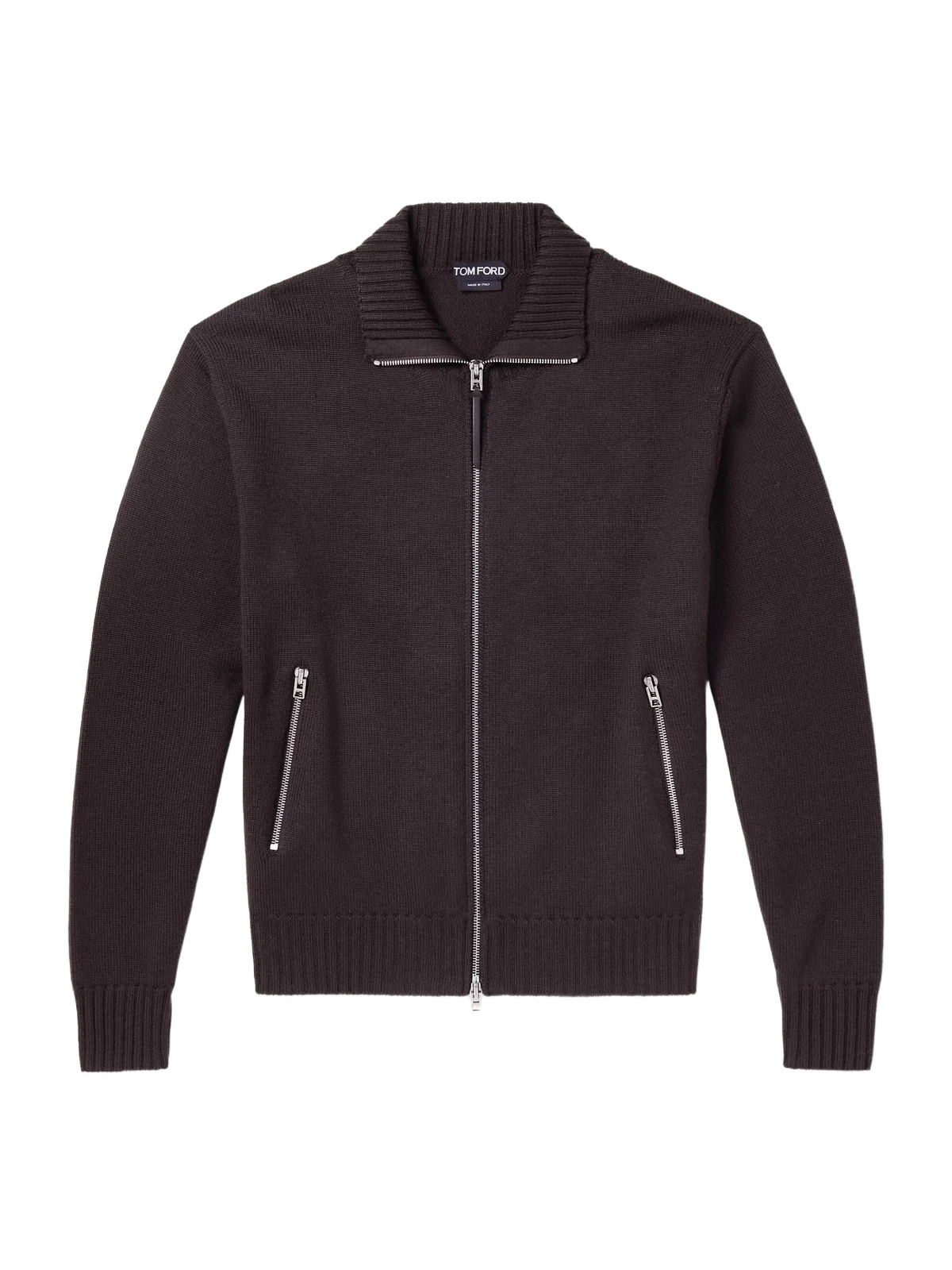 Leather-Trimmed Merino Wool Cardigan - Men