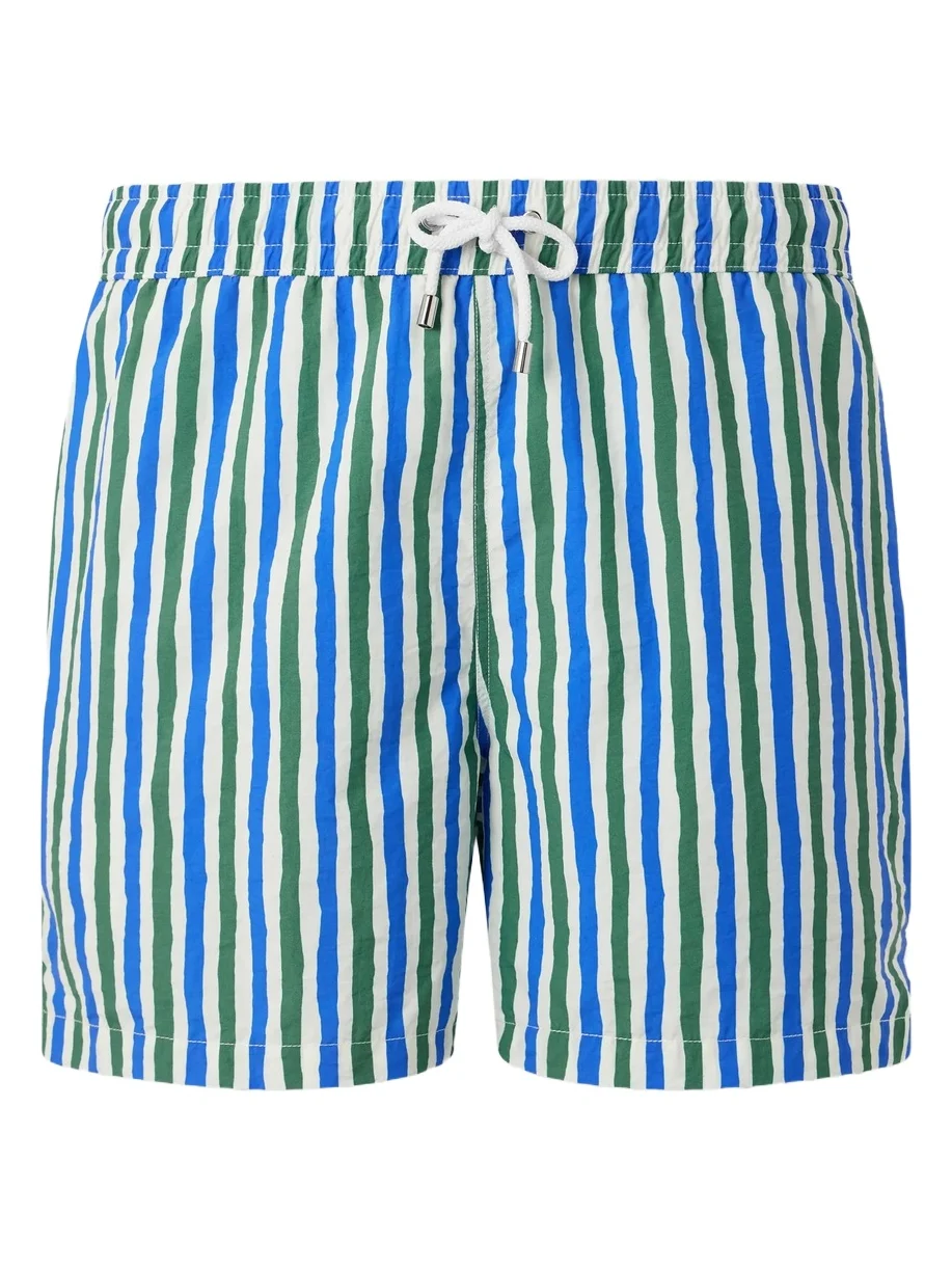 Drake's Straight-Leg Mid-Length Striped Swim Shorts - Men
